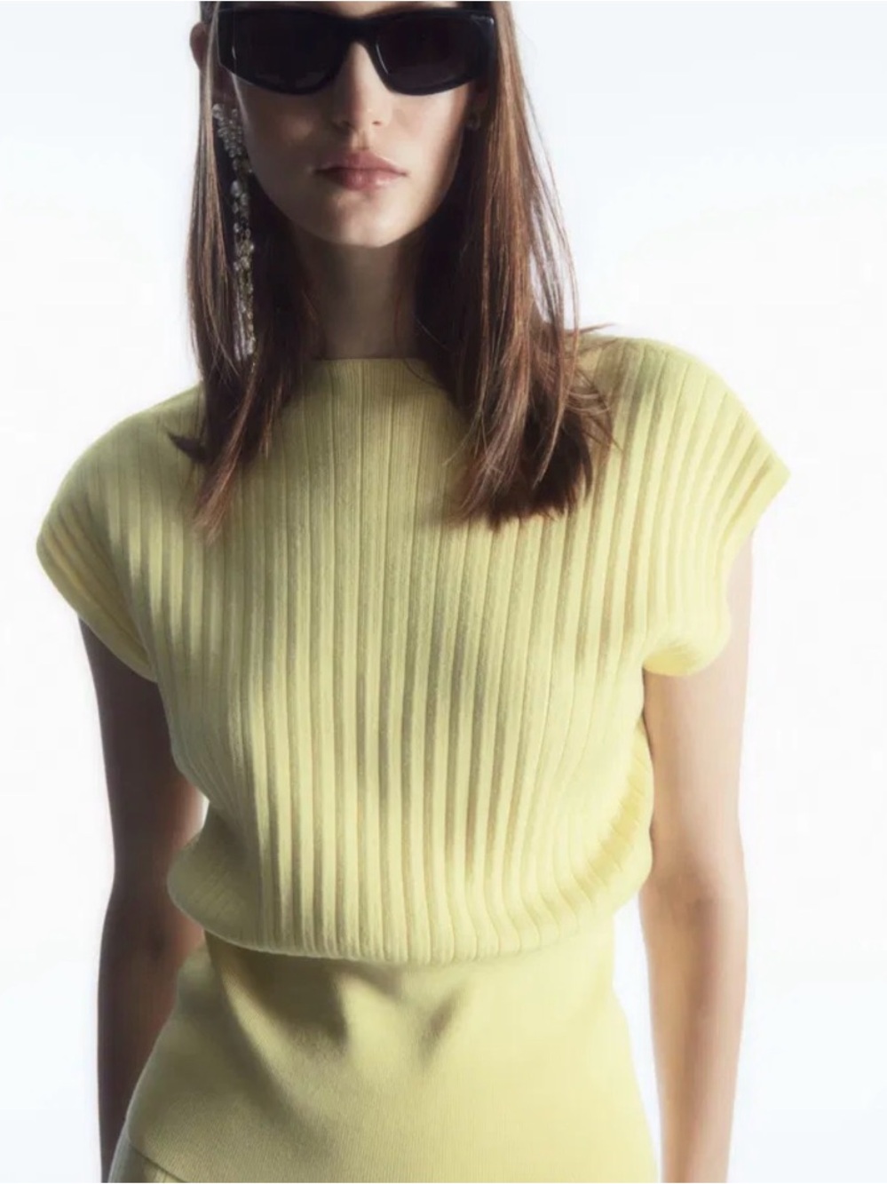 COS Knit Pleated Top in Pale Yellow